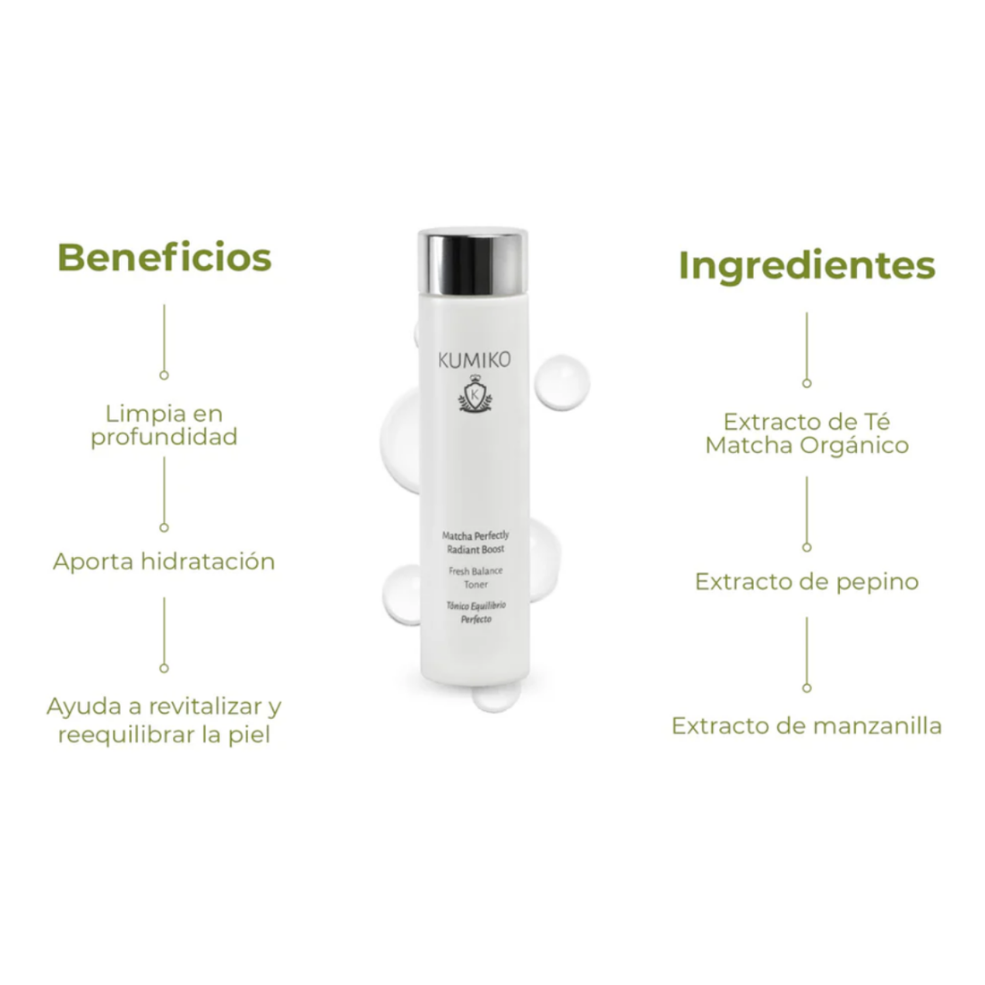 Tónico matcha Radiant Boost travel size 50ml Kumiko