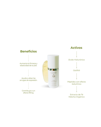 Aplicacion suero facial antiarrugas Matcha Lift Filler Booster Kumiko
